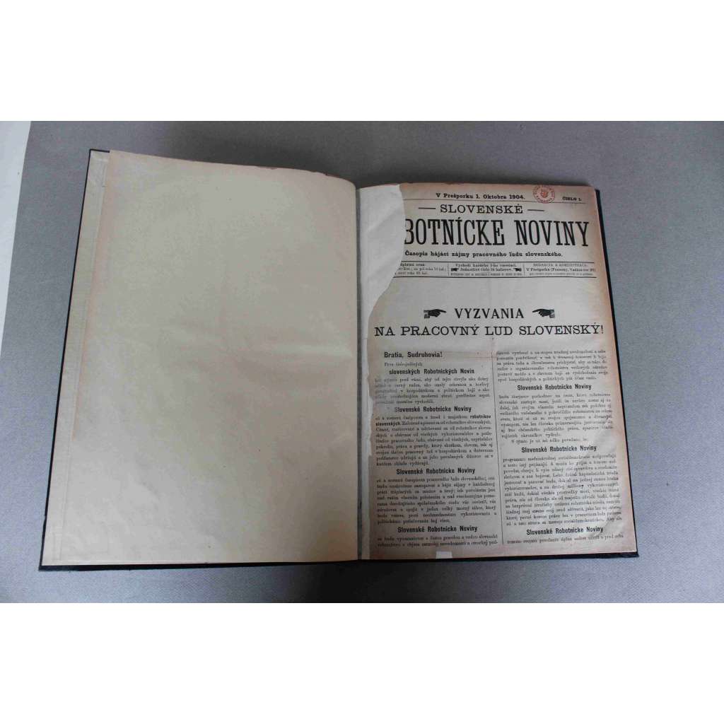 Slovenské Robotnické noviny 1904-1905 (politika, Slovensko, Rakousko Uhersko, mj. Socialism, Slovenská národná strana, Hýbe sa zem!, Katolícké Noviny dostávajú zimnicu)