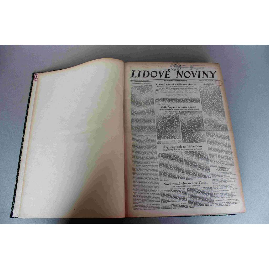 Lidové noviny 1940, roč. 48 (březen-duben) (protektorát, deník, druhá světová válka, mj. Německá letadla útočí, Finové ustupují, Molotov o zahraniční politice, Vůdce se setká s Mussolinim, Rok protektorátu Čechy a Morava)