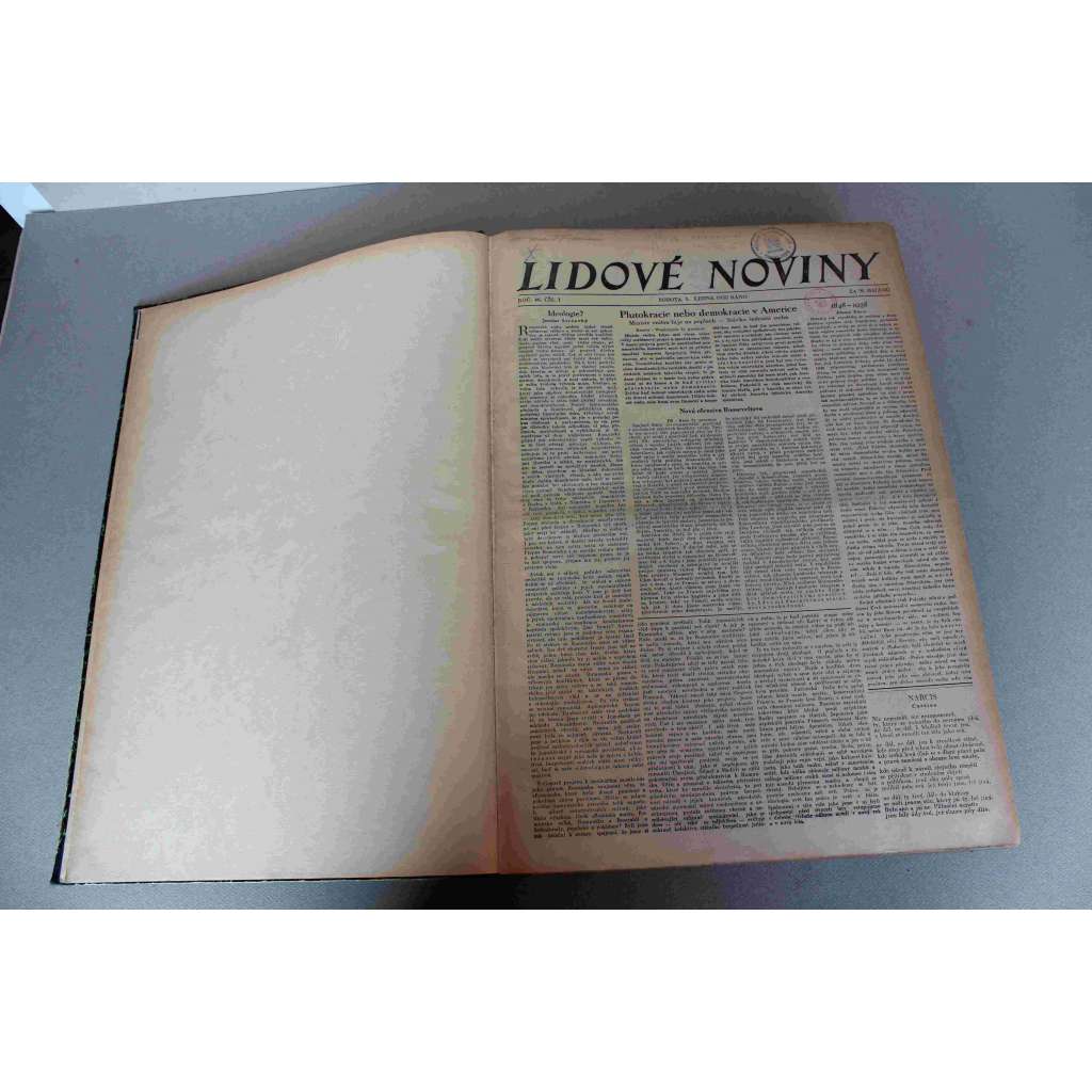 Lidové noviny 1938, roč. 46 (leden-únor) (deník, první republika, mj, Válka v Číně, Úzkost rumunských židů, Španělsko - občanská válka, Čankajšek, Itálie pro sblížení s Malou dohodou, Hitler podáva ruku a hrozí)