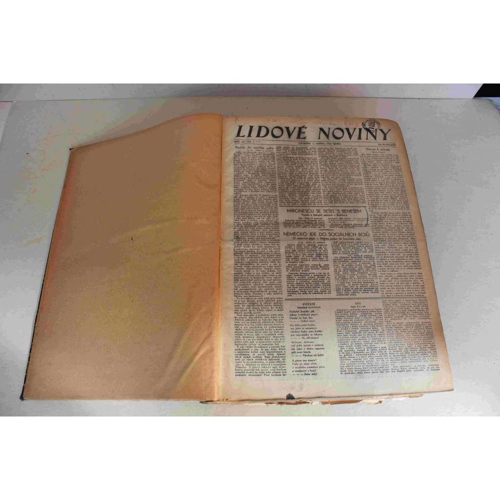 Lidové noviny 1931, roč. 39 (leden-březen) (deník, první republika, mj. Stávka horníků v Porůří, Maršál Joffre zemřel, F. Peroutka - Jak proti komunistům, Miss Evropa 1931, Evropa či Velkoněmecko)