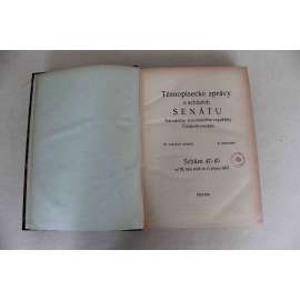 Těsnopisecké zprávy o schůzích senátu Národního shromáždění republiky Československé 1936-1937. Schůze 47-65 (senát, první republika, tisky, zákony, Noví senátoři, Zpráva branného výboru, Plamínková; polokožená vazba - vazba kůže)