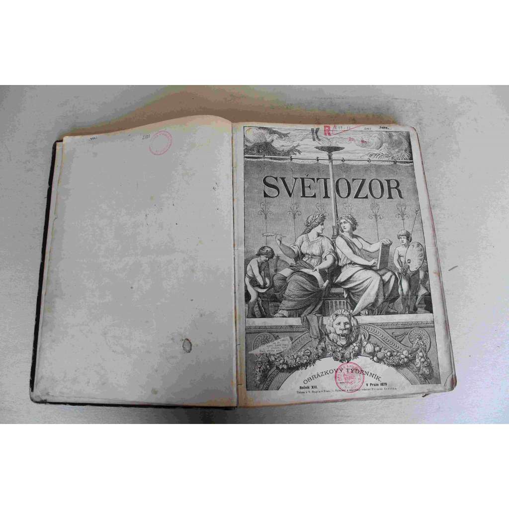 Světozor. Obrázkoový týdenník 1879, ročník XIII (časopis, poezie, beletrie, mj. J. Arbes - Moderní upíři; Žižkova dcera; Puškin - Zimní dráha; A. Jirásek - Konec a počátek; Holubovy cesty v Africe, Hrobka Romea a Julie ve Veroně)