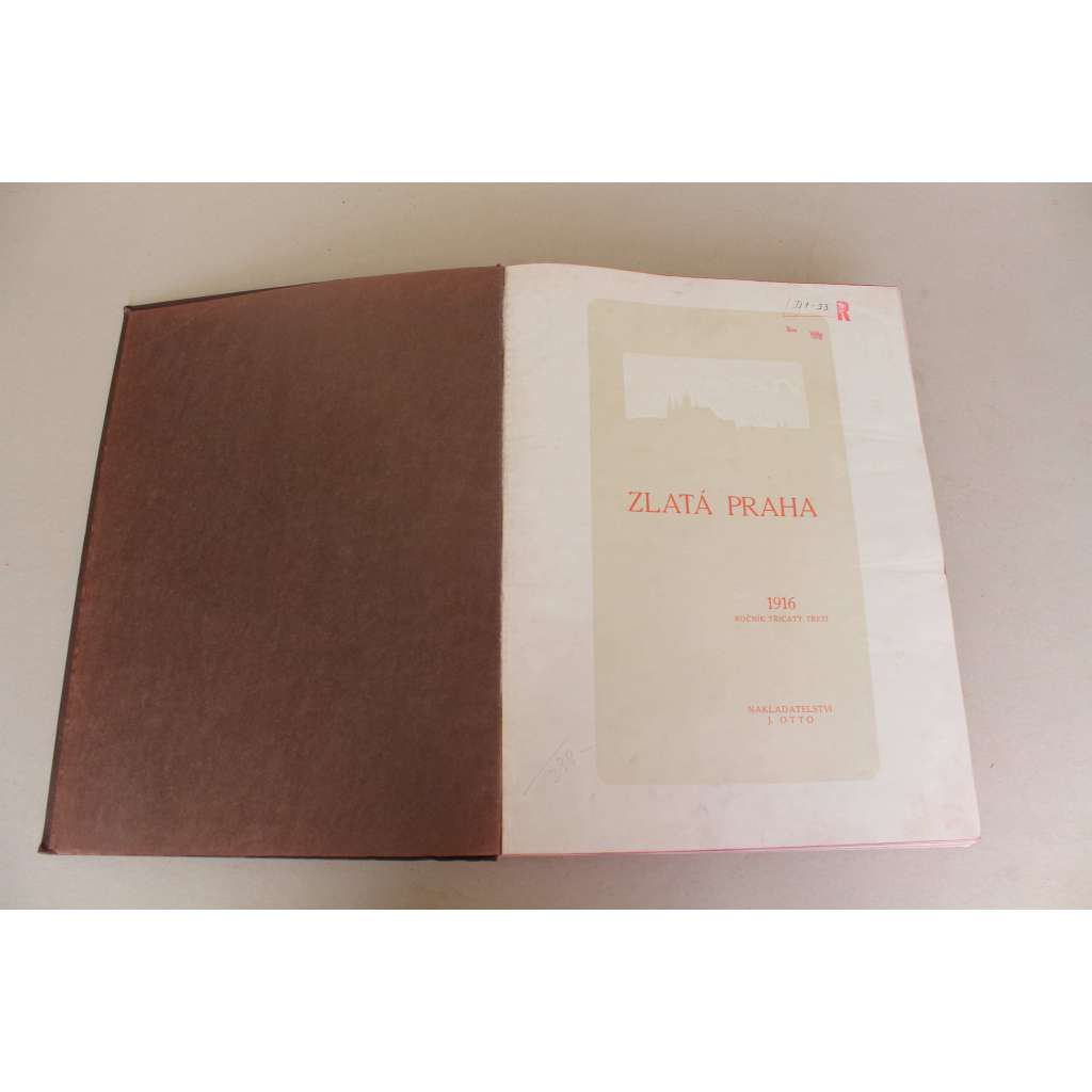 Zlatá Praha 1916, roč. 33 (časopis, týdeník, beletrie, poezie, umění, mj. Petr Brandl, K. Absolon - Z výzkumných cest po krasech balkánu; Macocha, Hrad Pernštýn, Komenský, Dante - Božská komedie, Dvořák - Rusalka)