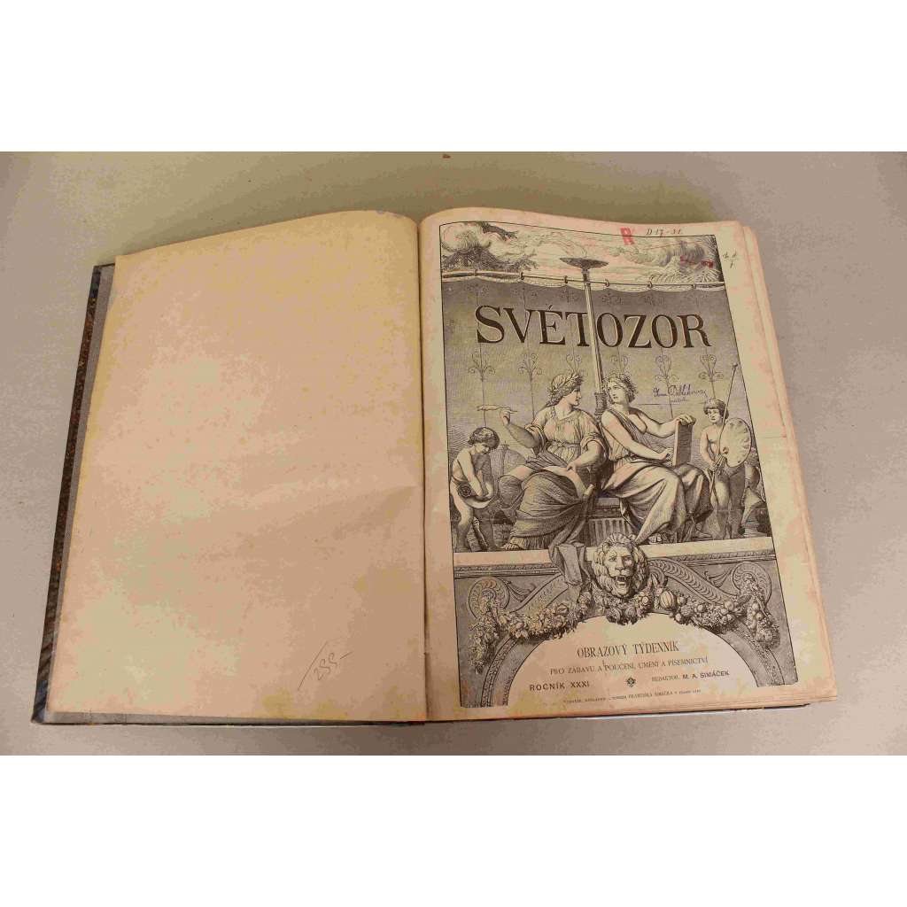 Světozor 1897, roč. XXXI. (časopis, týdeník, beletrie, poezie, umění, mj. J. Vrchlický - ještě dvanáct sonetů samotáře; Z. Winter - Kolomaz, krmička zlá; Ve Smokovcích; E. S. Vráz na Nové Guinei; Franz Schubert; Výstava J. Úprka)