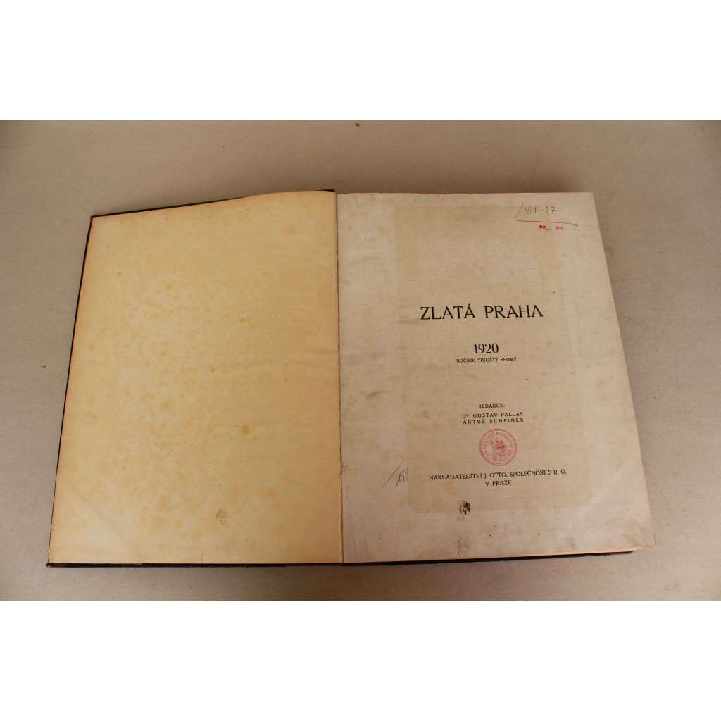 Zlatá Praha 1920, roč. 37 (časopis, týdeník, beletrie, poezie, umění, mj. Joe Hloucha - Pavilon hrůzy; K. Chytil - K otázce podoby kaple betlémské; R. Medek - Legie ČSR; J. Čermák ve Waldesově obrazárně; B. Němcová; ilustr. Kupka, Mánes, Panuška)