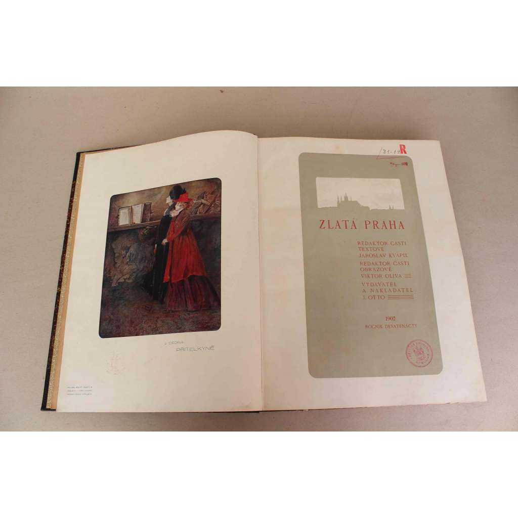 Zlatá Praha 1903, roč. XIX (časopis, kultura, poezie, beletrie, hudba, mj. K. Engelmüller - Nocturno; J. Horálek - Posázaví; Vesus jindy a dnes; Tábor; Aleš výstava; Kupkův cyklus Peníze; Mucha Otčenáš; ilustrace M. Aleš, Brožík, Marold, Mucha)