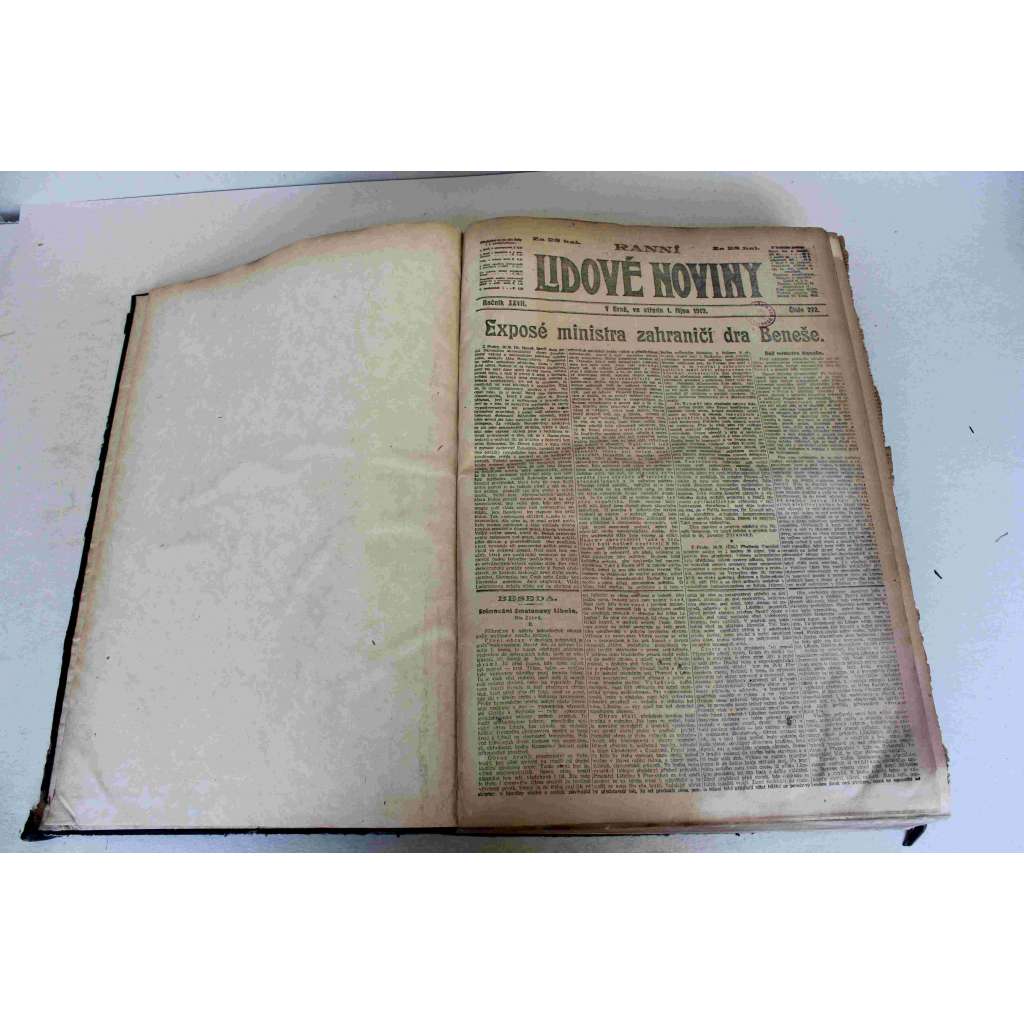 Lidové noviny 1919, roč. XXVII. (deník, první republika, mj. Jde o Podkarpatskou Rus, Smlouva ČSR se spojenci, D´Annunzio prý nemoc a musí do Říma, Hlinkův případ, Druhé poselství presidenta Masaryka ČSR národu, 28. říjen)