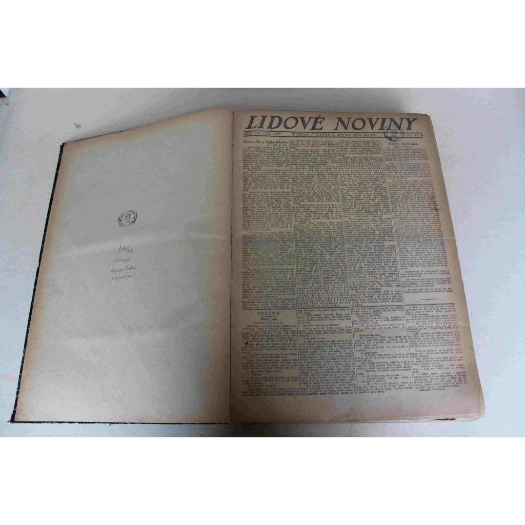 Lidové noviny 1920, roč. 28 (říjen-prosinec) (deník, první republika, mj. Rumunsko a Malá dohoda, Plná demobilisace armády, Rozpory v ruském bolševictví, O vnitřním stavu Podkarpatské Rusi, President Masaryk k 28. říjnu, Politika víry [Komenský])