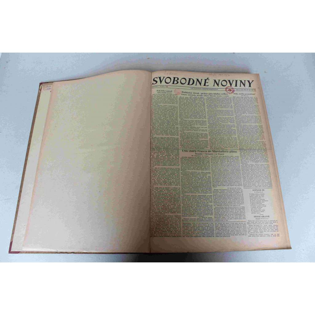 Svobodné/Lidové noviny 1948, roč. 56 (duben-červen) (deník, komunismus, mj. Palestina znovu před Spojené národy, Den vítězství [druhá sv. válka], Nová ústava, Marshallův plán, Samostatný židovský stát Israel)