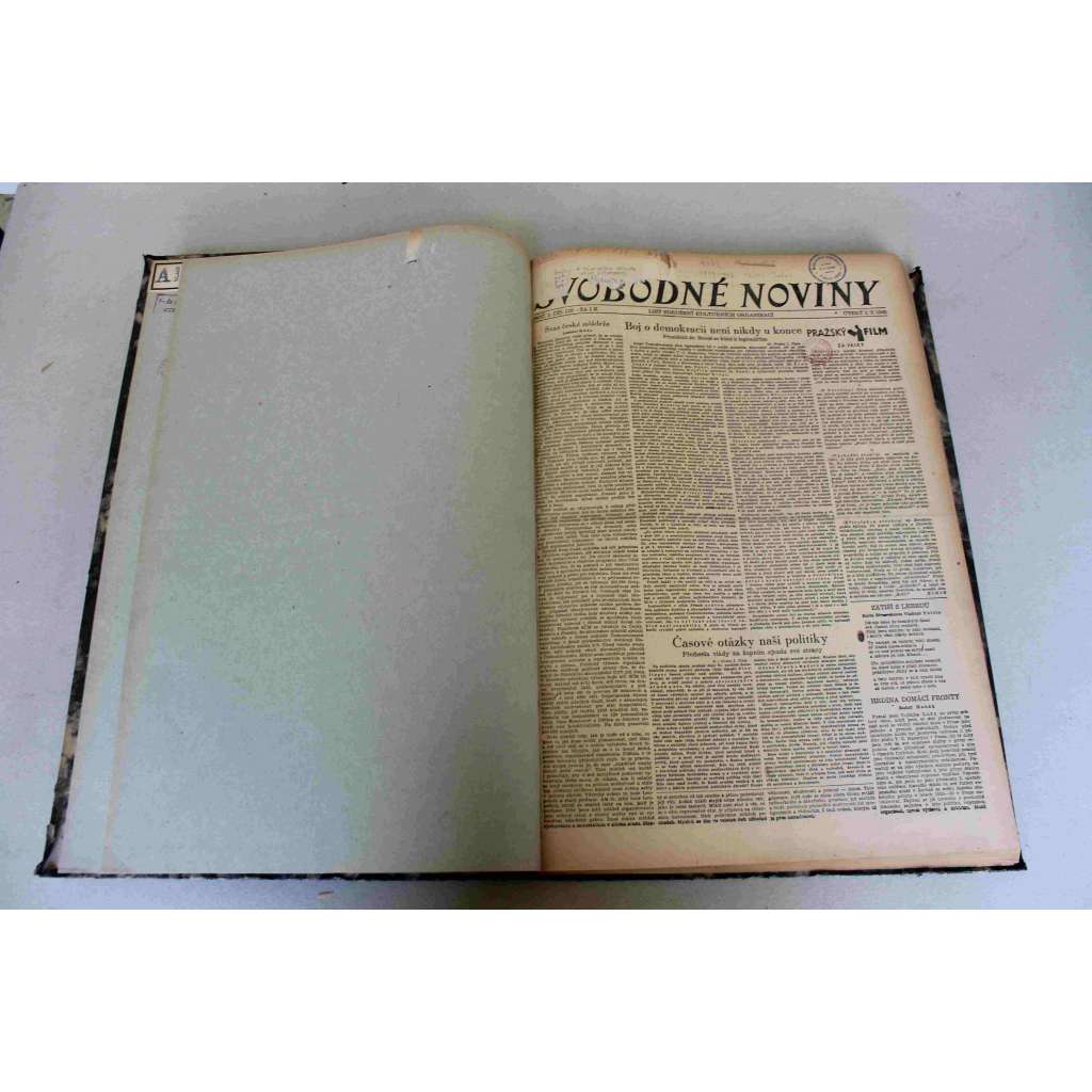 Svobodné noviny 1945, roč. 1 (říjen-prosinec) (deník, pův. Lidové noviny, druhá světová válka, mj. Těšínska se nevzdáme, Norimberský proces [Hess, Göring], Odsun Němců, Vzpomínka na čs. letce za války, 28. říjen, Rudá armáda opouští Prahu)