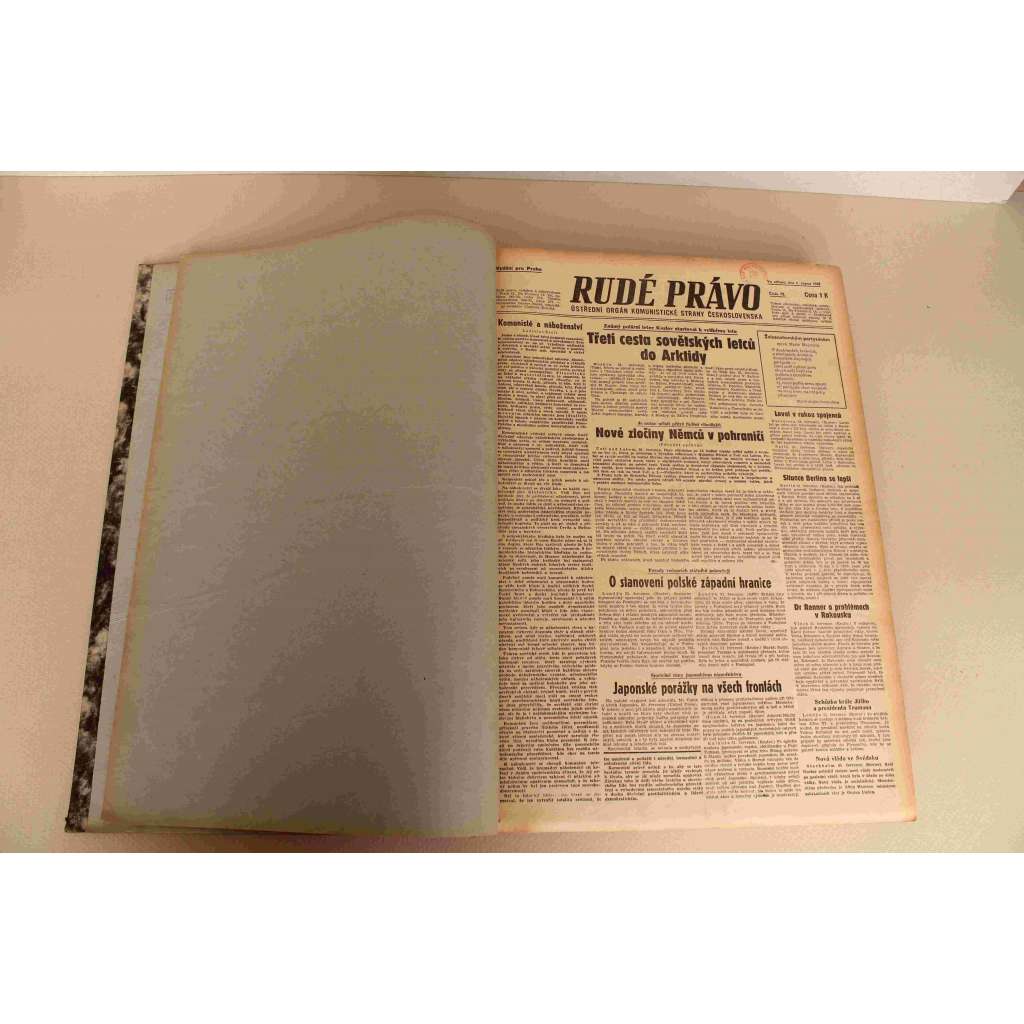 Rudé právo 1945 (srpen-říjen) (deník, druhá světová válka, komunismus, mj. O stanovení polské západní hranice, Odsun Němců, Postupimská konference, Julius Fučík, SSSR ve válce s Japonskem, Zloduch K. H. Frank v Praze, Japonská kapitulace)