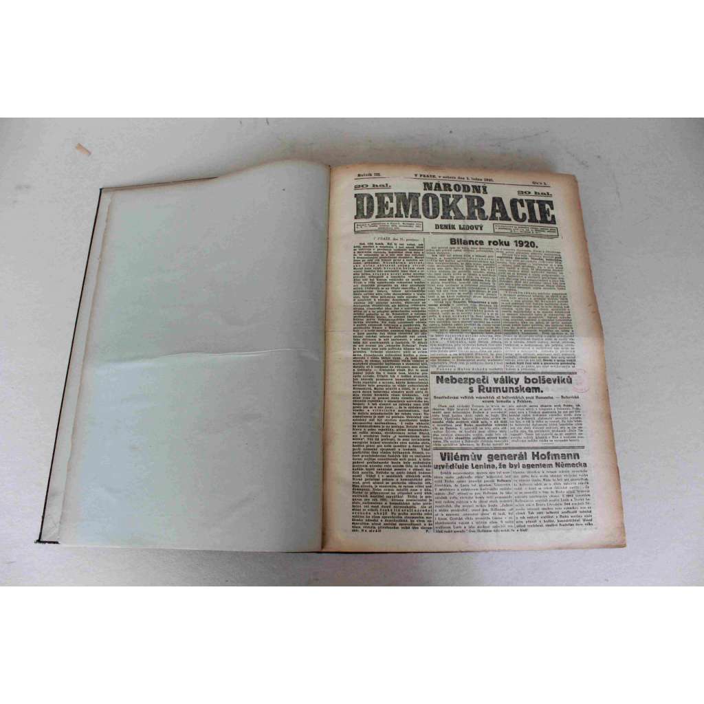 Národní demokracie 1921, roč. IV. (leden-červen) (noviny, deník, první republika, mj. Ernest Denis úmrtí, Výprava z Hlučínska a Těšínska u presidenta Masaryka, Těšínsko, Lenin zemřel?, Vítězství nacionálů a porážka komunistů v Prusku)