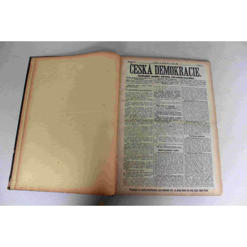 Česká demokracie 1902, roč. IV. (leden) (noviny, politika, Rakousko Uhersko, mj. Bytová otázka v roce uplynulém, Karel Marx, Cítí Rusové slovansky?, K české práci národní na Dunaji, Jan Kollár)