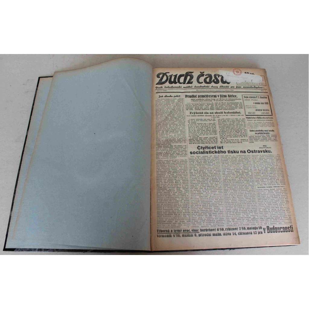 Duch času 1933, roč. XXXV. (noviny, první republika, Ostravsko, mj. A. Hitler říšským kancléřem, Co bude dále v Německu?, Fašistický puč v Brně, Nejednotnost ve vládě Hitlerově, Německo pod vládou hitlerovských band, Říšský sněm v plamenech) Duch času 1933, roč. XXXV. (noviny, první republika, Ostravsko, mj. A. Hitler říšským kancléřem, Co bude dále v Německu?, Fašistický puč v Brně, Nejednotnost ve vládě Hitlerově, Německo pod vládou hitlerovských band, Říšský sněm v plamenech)