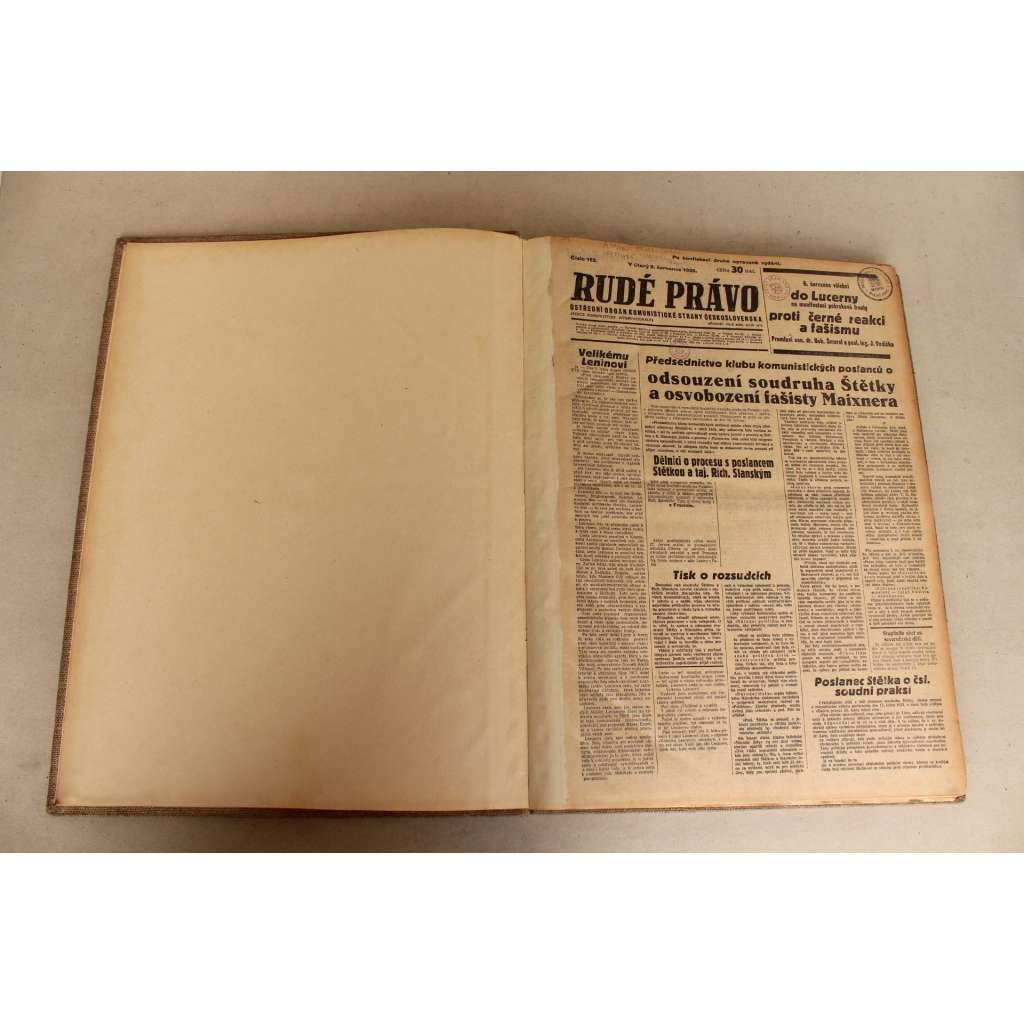 Rudé právo 1935 (červenec-srpen) (noviny, první republika, komunismus, mj. Kramář na podzim do vlády?, T. G. Masaryk o politických procesech a velezradě, Habešský konflikt, Dobytí Bastilly, Za mír a lidovou frontu, Henlein) Rudé právo 1935 (červenec-srpen) (noviny, první republika, komunismus, mj. Kramář na podzim do vlády?, T. G. Masaryk o politických procesech a velezradě, Habešský konflikt, Dobytí Bastilly, Za mír a lidovou frontu, Henlein)