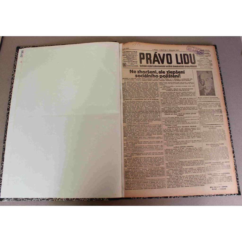 Právo lidu 1927, roč. XXXVI. (listopad) (noviny, deník, první republika, sociální demokracie, mj. V pondělí bude volen pražský primátor [K. Baxa], Rakouska sociální demokracie, Deset let ruské revoluce, Boj ruské oposice proti Stalinovi)