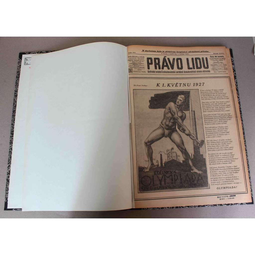Právo lidu 1927, roč. XXXVI. (květen) (noviny, deník, první republika, sociální demokracie, mj. K 1. květnu 1927, Dělnická Olympiada, Jan Herben, Sjezd německé sociální demokracie, Před presidentskou volbou [Masaryk])