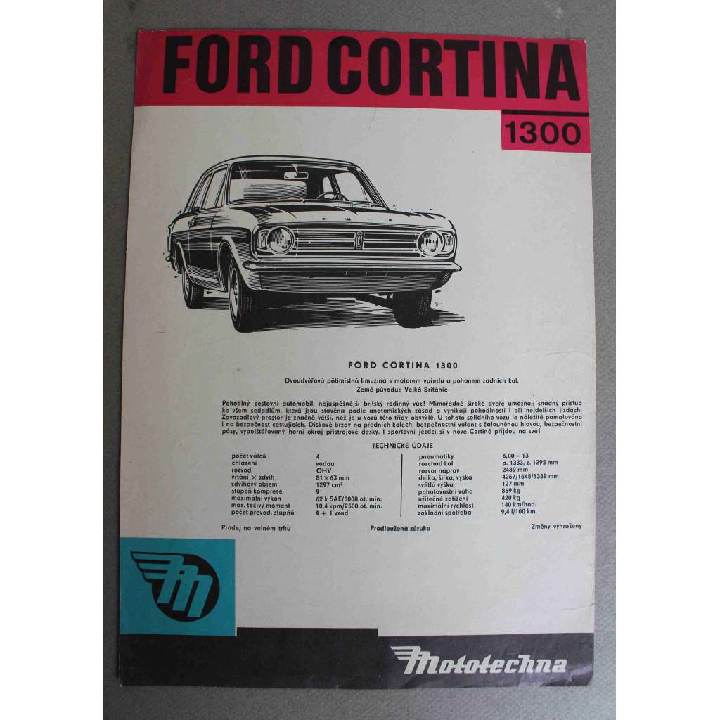 Ford Cortina 1300 (reklamní prospekt, Automobil, normalizace) Ford Cortina 1300 (reklamní prospekt, Automobil, normalizace)