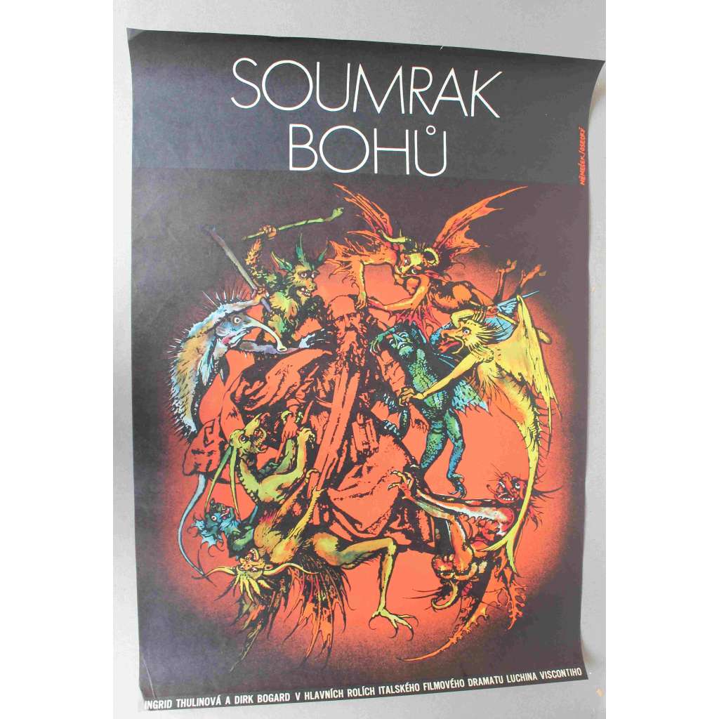 Soumrak bohů 1969 (filmový plakát, drama, režie Luchino Visconti, hrají Dirk Bogarde, Ingrid Thulin Soumrak bohů 1969 (filmový plakát, drama, režie Luchino Visconti, hrají Dirk Bogarde, Ingrid Thulin