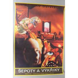 Šepoty a výkřiky 1972 (filmový plakát, drama, režie Ingmar Bergman, hrají Harriet Andersson, Kari Sylwan, Ingrid Thulin, Liv Ullmann, Anders Ek)