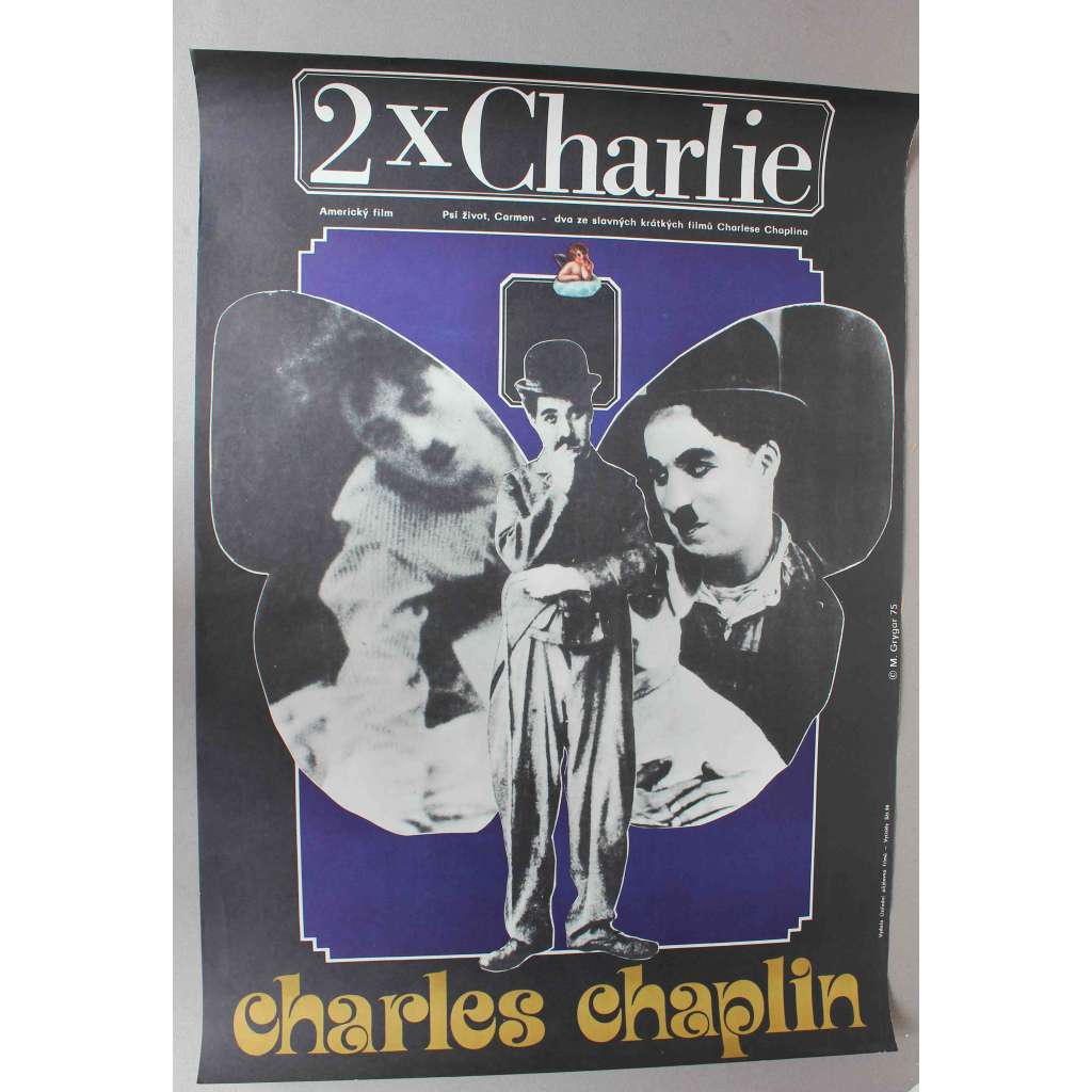 2 x Charlie. Psí život, Carmen (filmový plakát, krátké filmy, režie a hraje Charlie Chaplin) 2 x Charlie. Psí život, Carmen (filmový plakát, krátké filmy, režie a hraje Charlie Chaplin)
