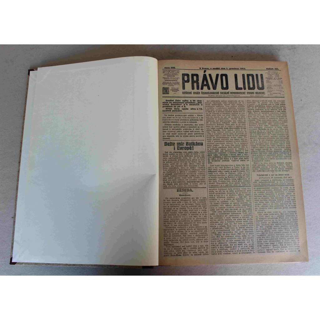 Právo lidu 1912, roč. XXI (prosinec) (noviny, deník, Rakousko Uhersko, sociální demokracie, mj. Třetí drednought rakousko-uherský, Nobelova cena za rok 1912, Balkánské války, Šílenství evropské války, Mezi mírem a válkou, Rumunsko a jeho lid) Právo lidu 1912, roč. XXI (prosinec) (noviny, deník, Rakousko Uhersko, sociální demokracie, mj. Třetí drednought rakousko-uherský, Nobelova cena za rok 1912, Balkánské války, Šílenství evropské války, Mezi mírem a válkou, Rumunsko a jeho lid)