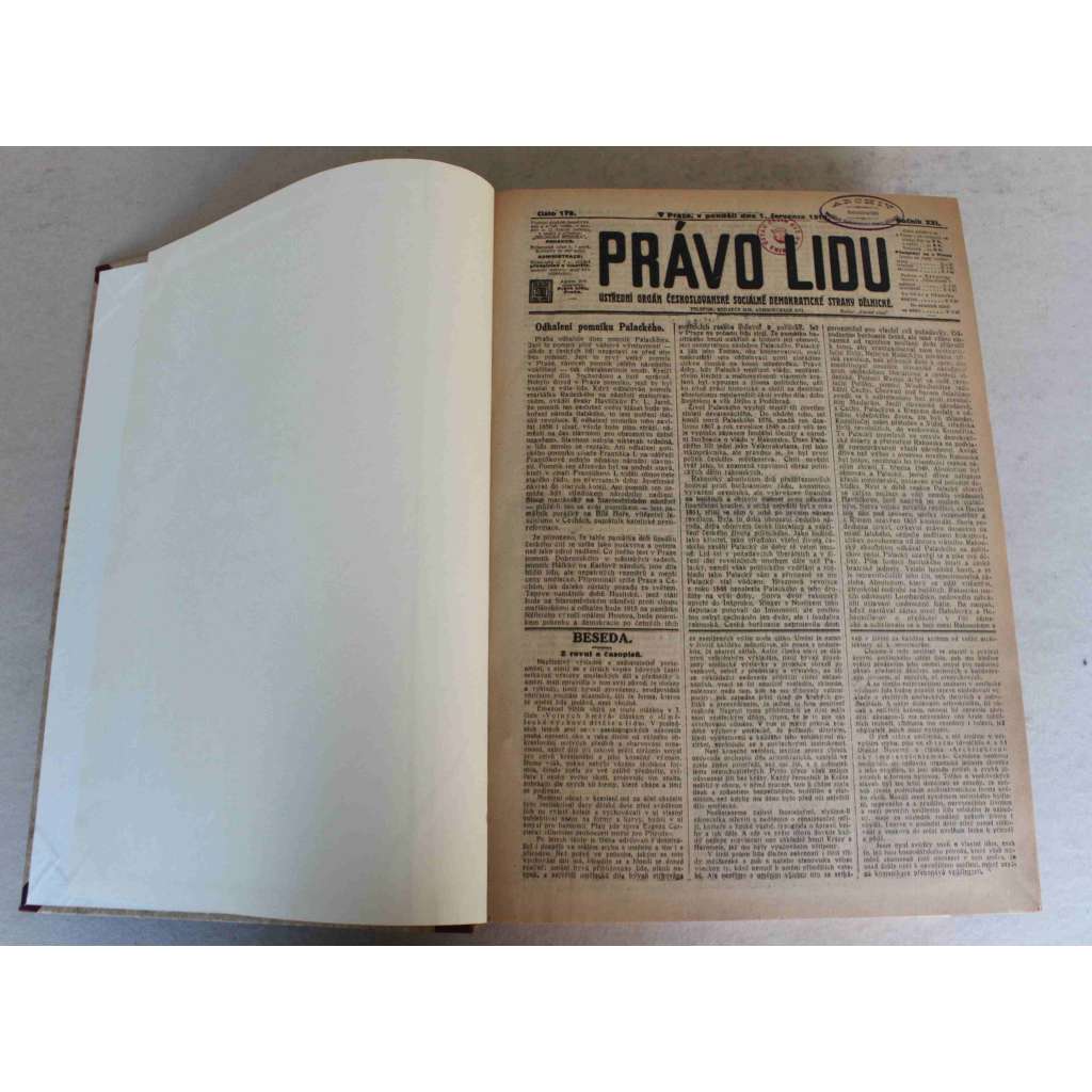 Právo lidu 1912, roč. XXI (červenec-září) (noviny, deník, Rakousko Uhersko, sociální demokracie, mj. Pomník Fr. Palackého v Praze, Zemská dávka z piva, Výsledky stokholmské Olympiady, Básník J. Vrchlický mrtev!, Válka italsko-turecká) Právo lidu 1912, roč. XXI (červenec-září) (noviny, deník, Rakousko Uhersko, sociální demokracie, mj. Pomník Fr. Palackého v Praze, Zemská dávka z piva, Výsledky stokholmské Olympiady, Básník J. Vrchlický mrtev!, Válka italsko-turecká)