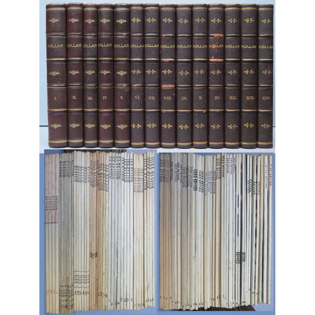 Hollar, sborník grafické práce, ročníky I-XXXIII (1923-1964) VAZBA KŮŽE - KOMPLET včetně PŘÍLOH [grafika kresba malba lept litografie dřevoryt výtvarné umění]