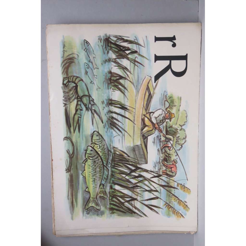 Živá abeceda - písmeno R - rybář - školní plakát
