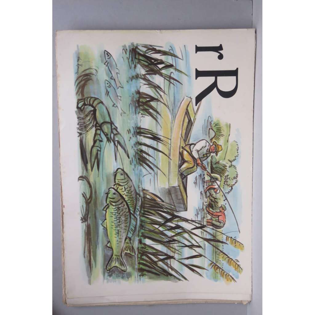 Živá abeceda - písmeno R - rybář - školní plakát