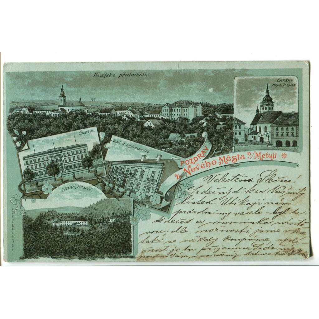 Nové Město nad Metují, Náchod, litografie