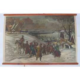 Rtyně v Podkrkonoší, selské povstání roku 1775 - dějepis - školní plakát, výukový obraz - Vzbouření selského lidu před Rtyňskou rychtou (pošk.)