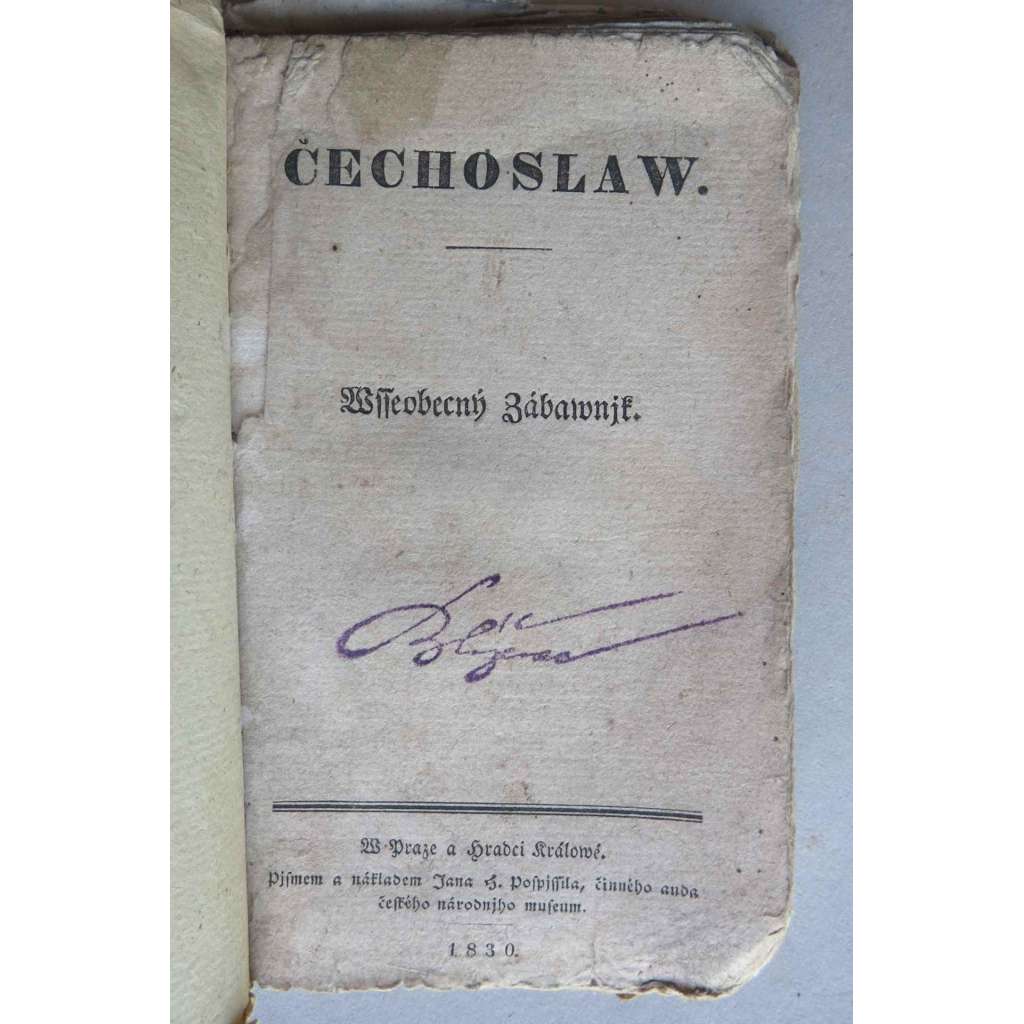 Čechoslaw, všeobecný zábavník Čechoslav 1830 (jedno číslo)