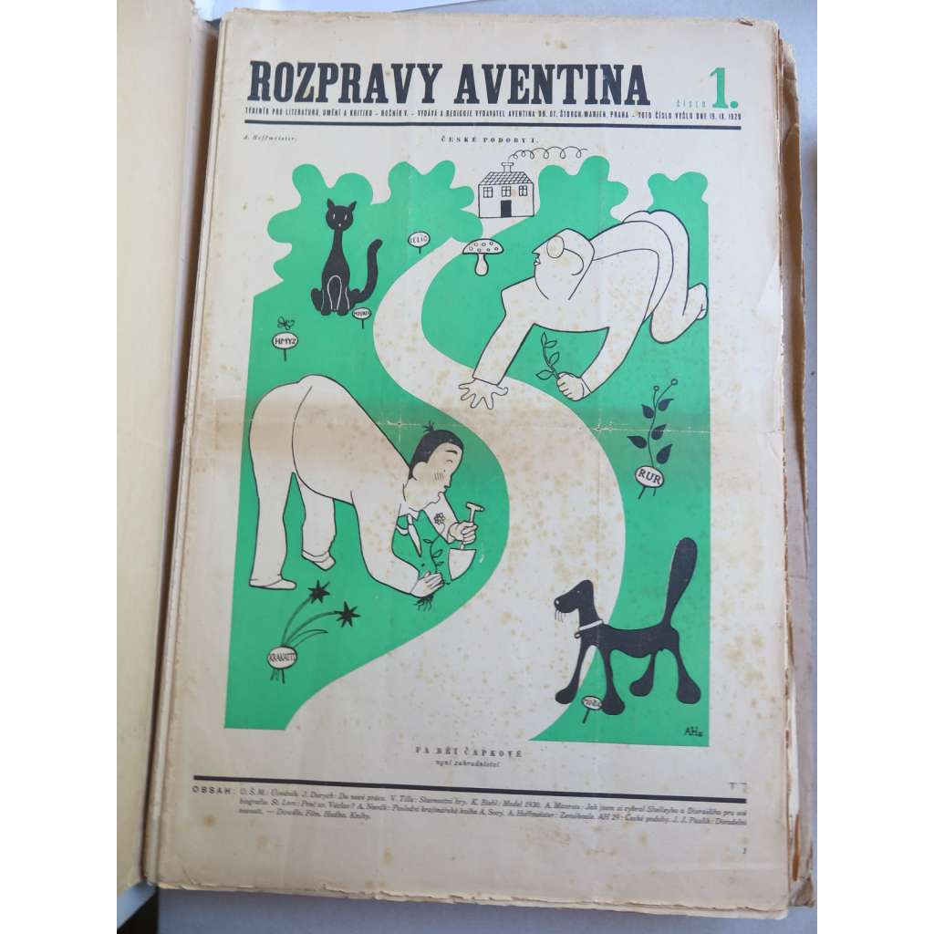 Rozpravy Aventina, 36 čísel z ročníku V. - 1929-1930 - (OBÁLKY ADOLF HOFFMEISTER)