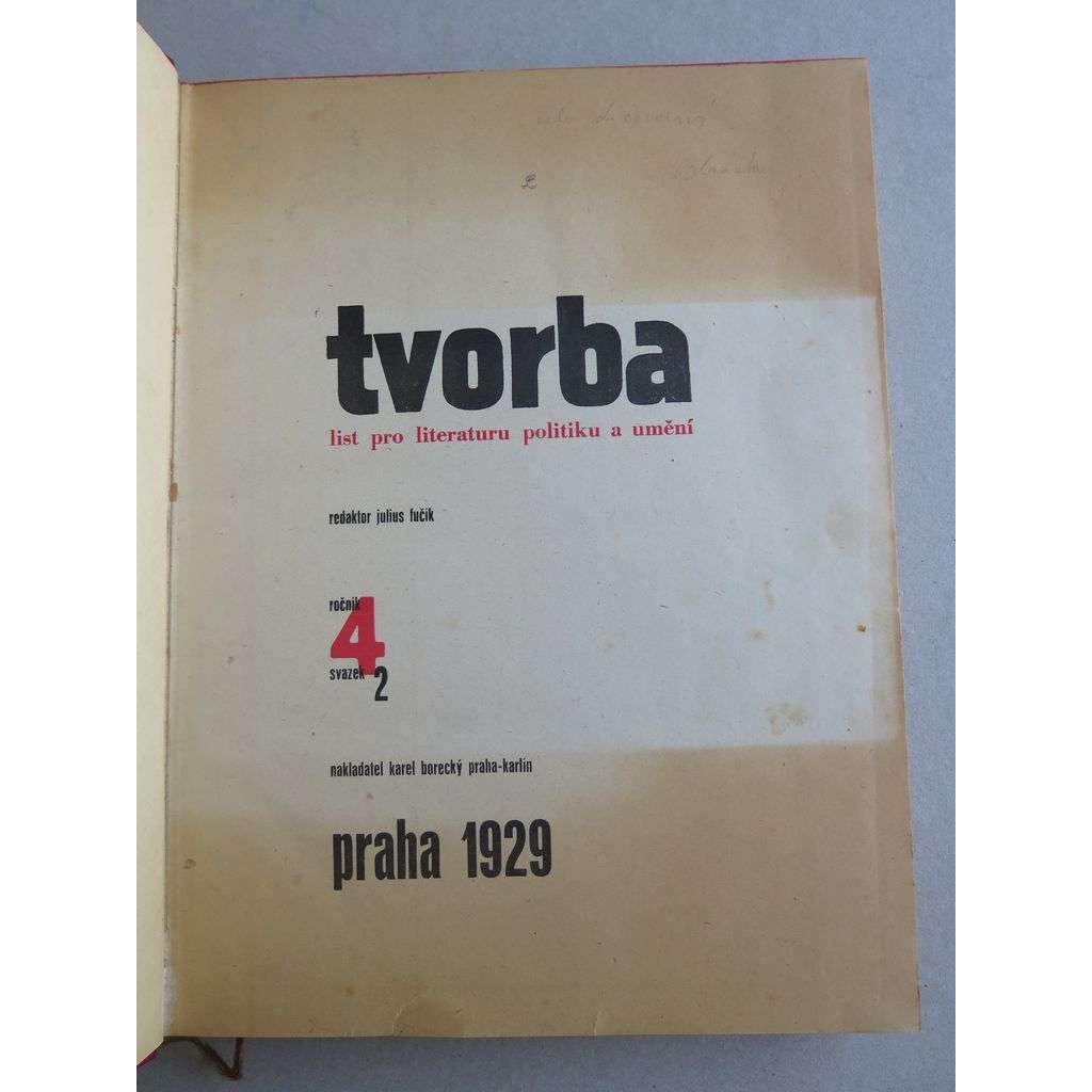 Tvorba, časopis, ročník 4, svazek 2 (1929) - List pro literaturu, politiku a umění + Rozsévačka