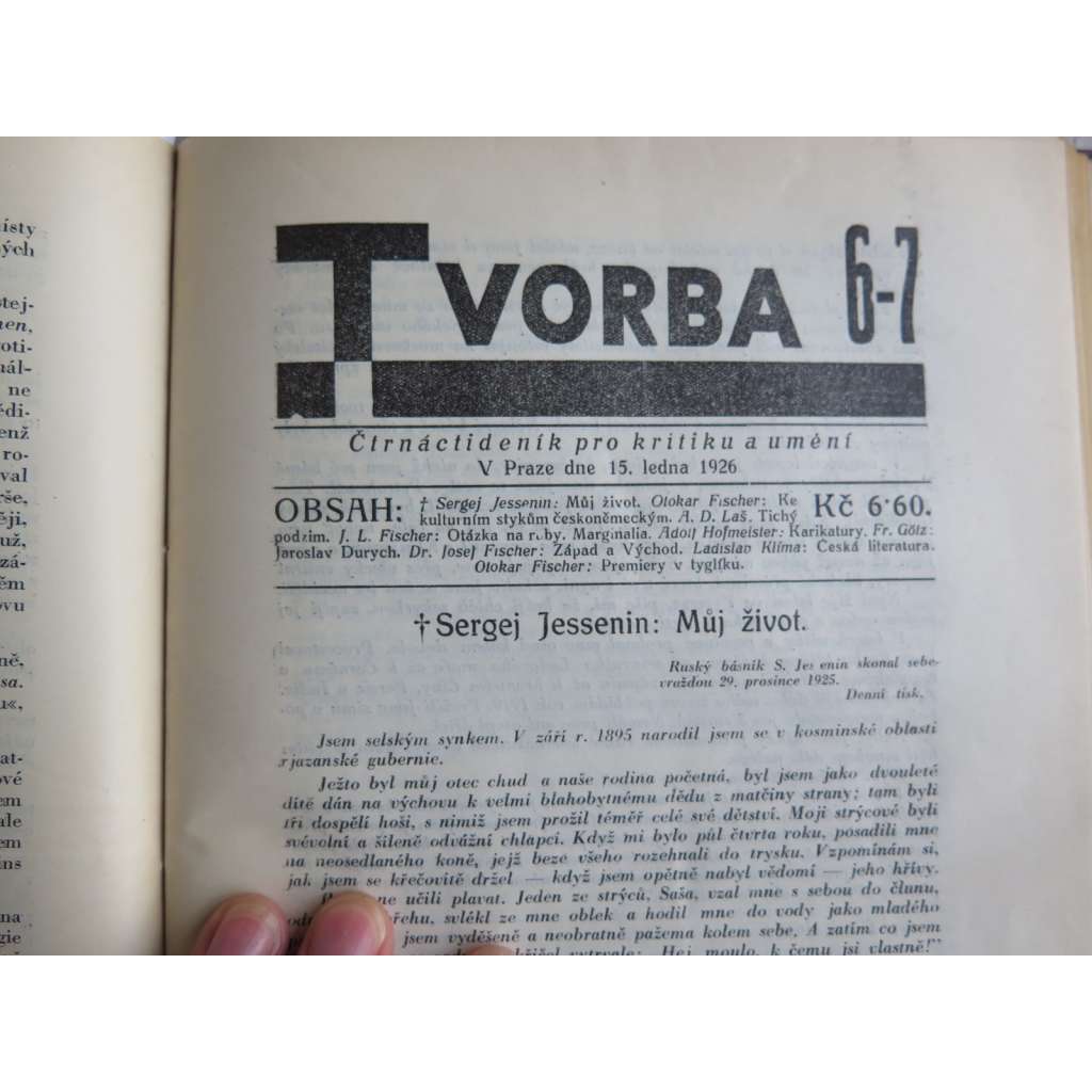 Tvorba, list pro kritiku a umění - 1926