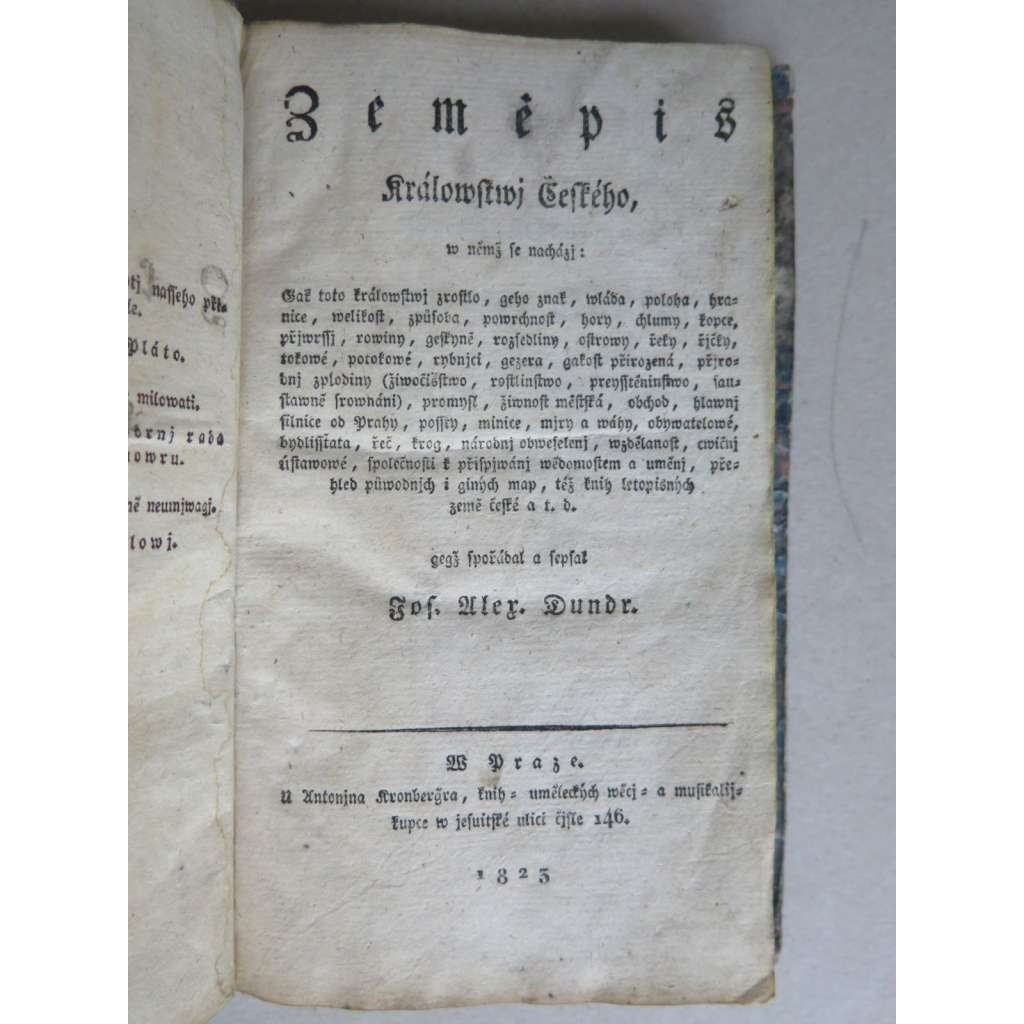 Zeměpis království Českého - 1825 VLASTIVĚDA (nekompletní)