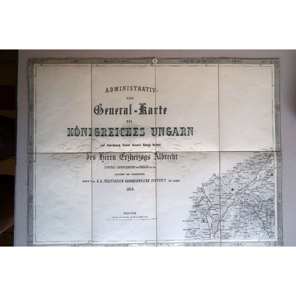 Mapa Uher 1858 - Administrativ und General-Karte des Königreiches Ungarn [16 ze 17 listů; Maďarsko, Slovensko, Uhry]