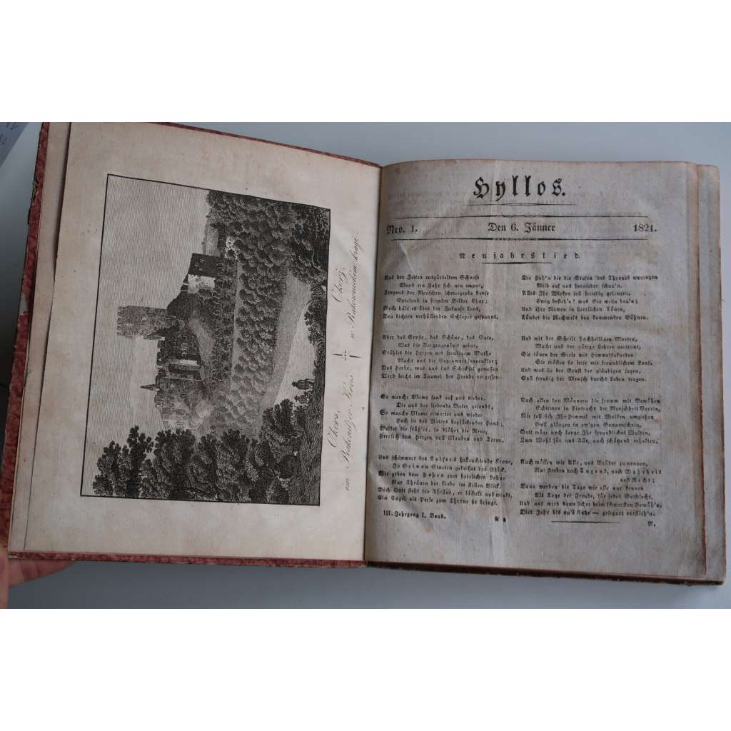 Hyllos 1821 (12 vedut - města a hrady +3 lidé: Žatec, Litoměřice, Bílina, Teplice, Děčín, Mladá Boleslav,Okoř, Žebrák, Točník, Kamýk, Kokořín, Pražský hrad)