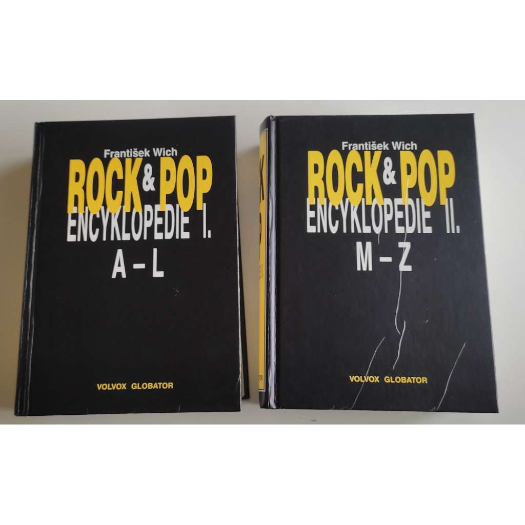 Rock a pop Encyklopedie, 2 svazky [hudba rocková a populární, tj. zpěváci, zpěvačky, kapely, skupiny, skladatelé, i jazz, blues, country, reggae ad.] I. (A-L), II. (M-Z)