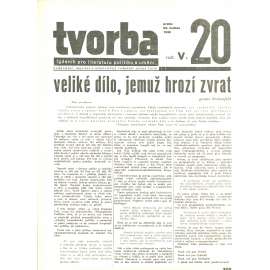 Tvorba, ročník V. (22.5.1930). Týdeník pro literaturu, politiku a umění (časopis)