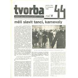 Tvorba, ročník V. (6.11.1930). Týdeník pro literaturu, politiku a umění (časopis)