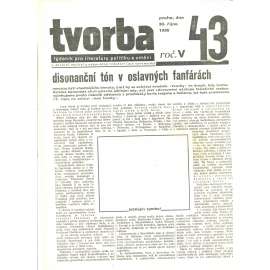 Tvorba, ročník V. (30.10.1930). Týdeník pro literaturu, politiku a umění (časopis)
