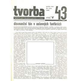 Tvorba, ročník V. (30.10.1930). Týdeník pro literaturu, politiku a umění (časopis)