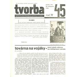 Tvorba, ročník V. (13.11.1930). Týdeník pro literaturu, politiku a umění (časopis)