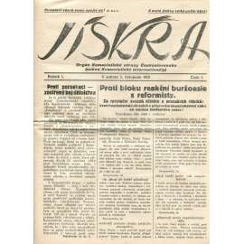 Jiskra. Orgán Komunistické strany Československa. Ročník I., číslo 1. (3.11.1928) - staré noviny