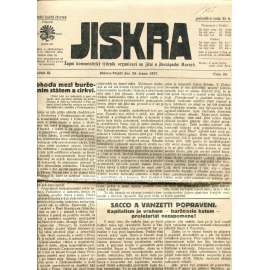 Jiskra. Župní komunistický týdeník organisací na jižní a jihozápadní Moravě. Ročník IX., číslo 33. (25.8.1927) - staré noviny