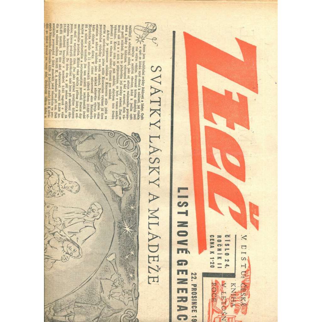 Zteč. List nové generace. Ročník II., číslo 24 (22.12.1943) - noviny (vyd. Kuratorium, protektorát)