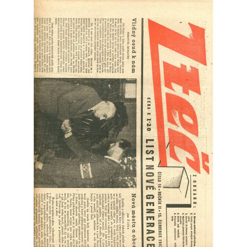 Zteč. List nové generace. Ročník II., číslo 14 (15.7.1943) - noviny (vyd. Kuratorium, protektorát)