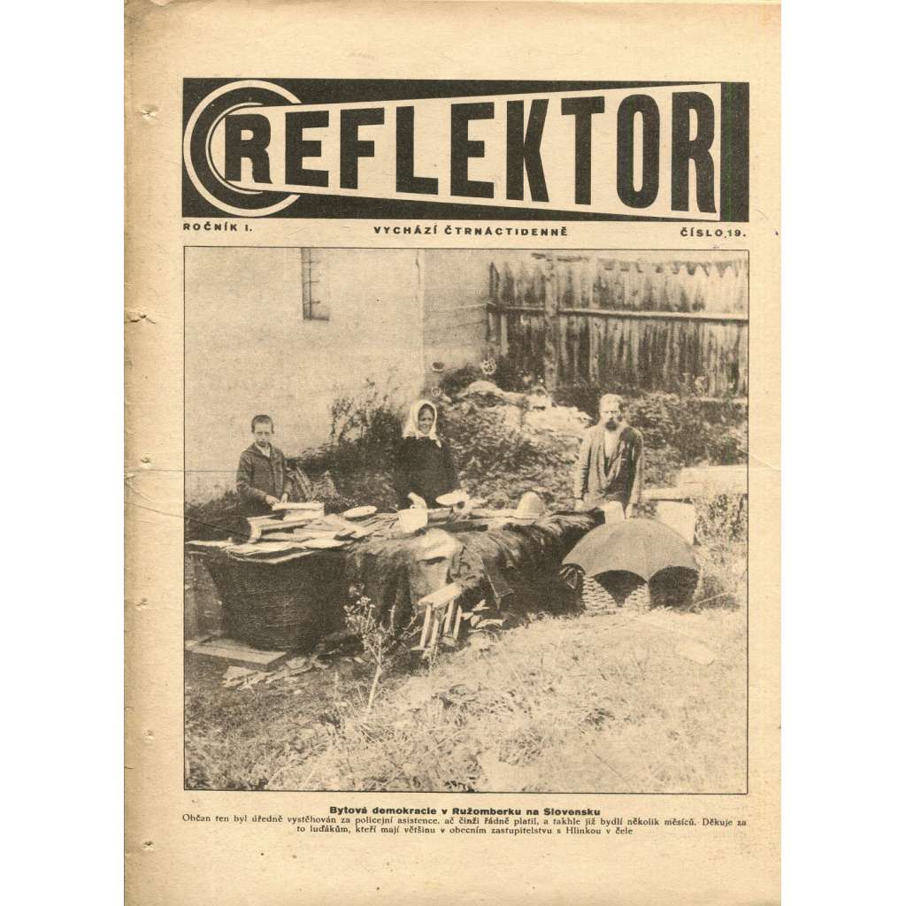 Reflektor, ročník I., číslo 19 (časopis, staré noviny, 1. republika)